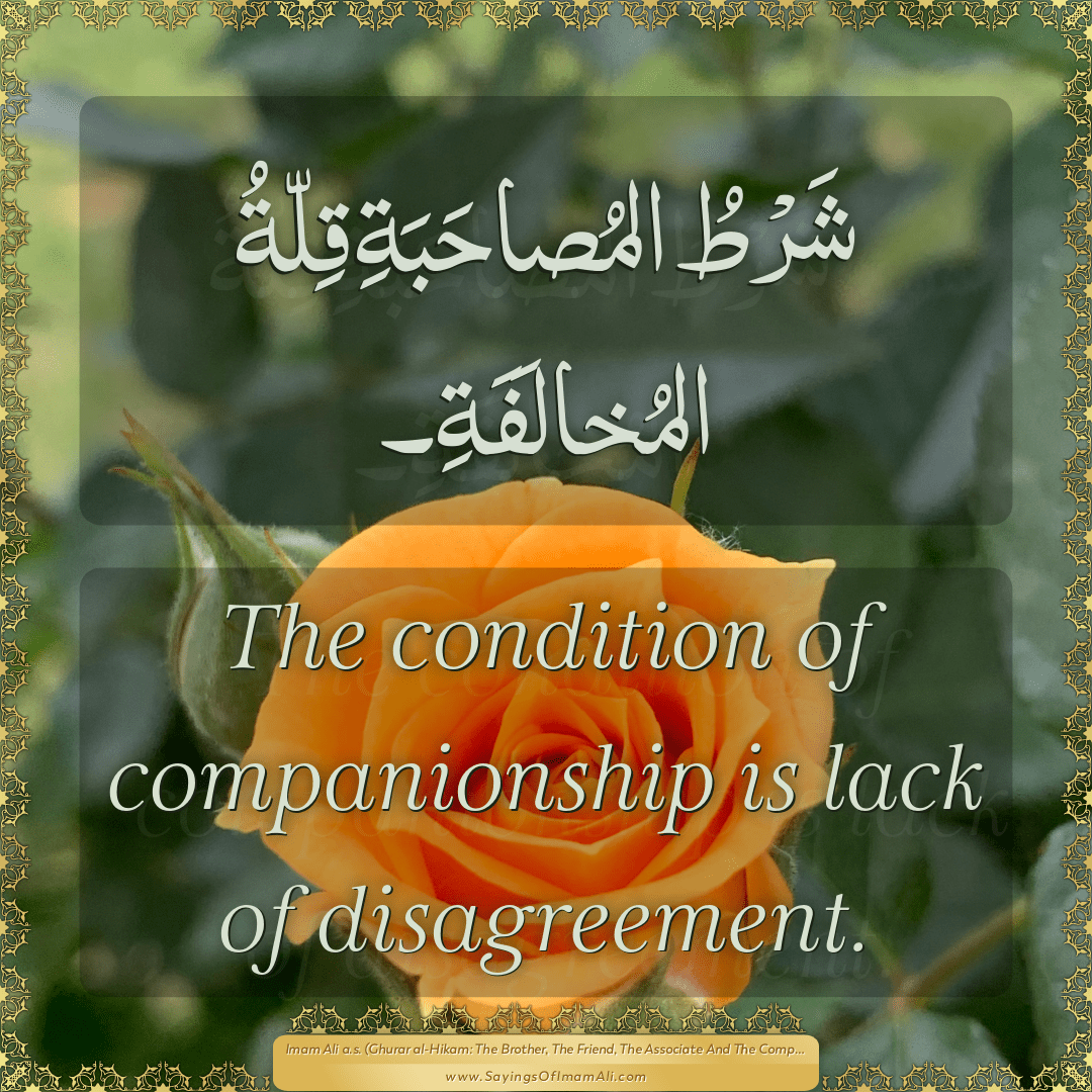 The condition of companionship is lack of disagreement.